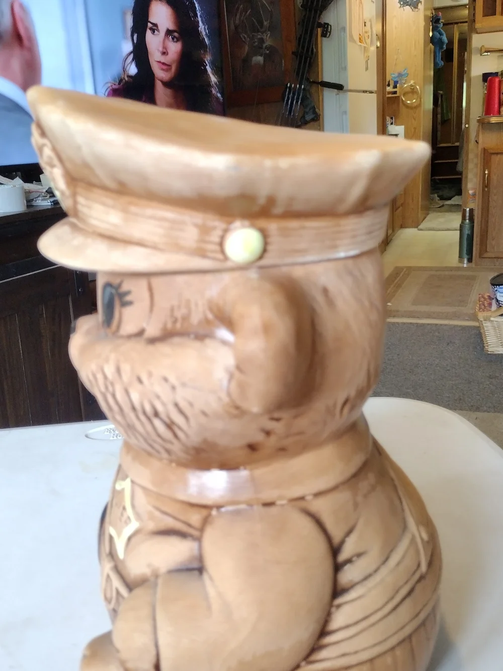 Ceramic Police Bear Figurine - Tan